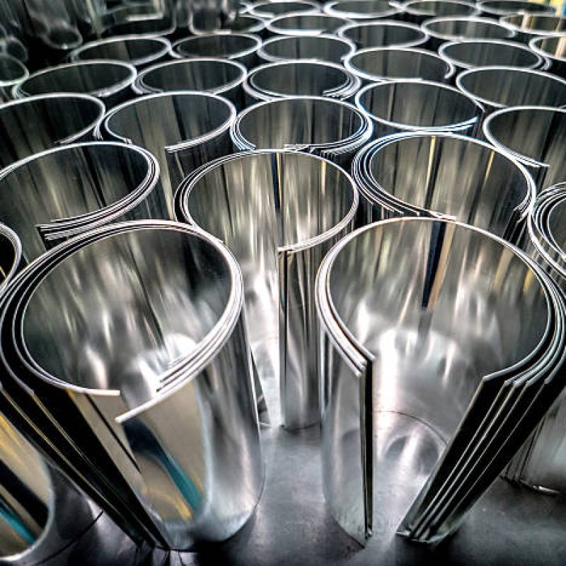 Sheets of metal at a factory to be used to manufacture cans