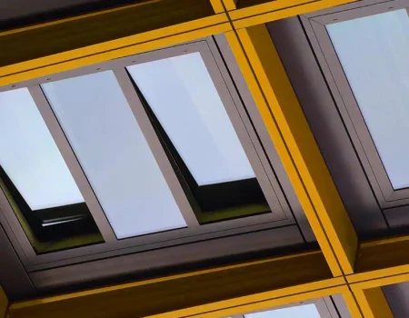 Modern aluminium ceiling grid with integrated skylights